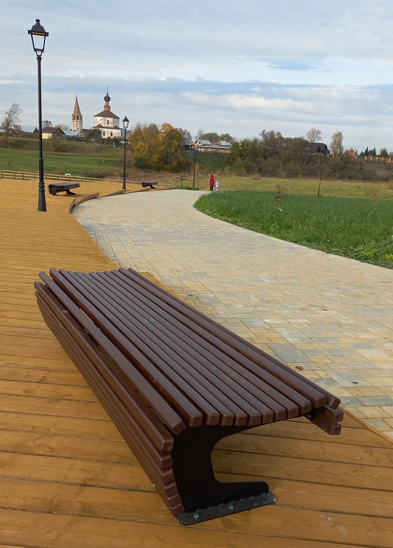 Скамейка деревянная, садово парковая «Пифагор» без спинки